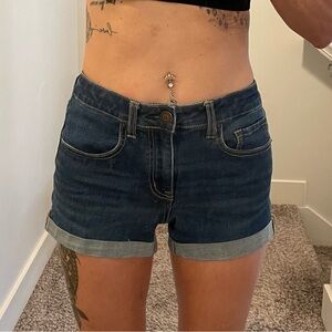 Aeropostale FLEX EFFECTS High Waisted Midi Jean Shorts with Cuffed Hem Size 4